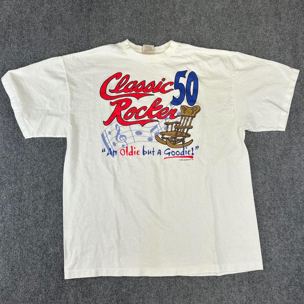 Vintage 1996 P.K. Clothing Co Classic Rocker 50th Birthday T-Shirt XL White USA